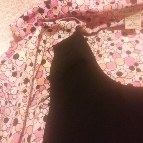 *NOTATIONS PINK and BROWN PRINT 2-IN-1 BLOUSE - Picture 7 of 8